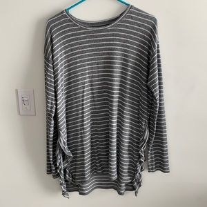 Grey Striped Long-Sleeved Top